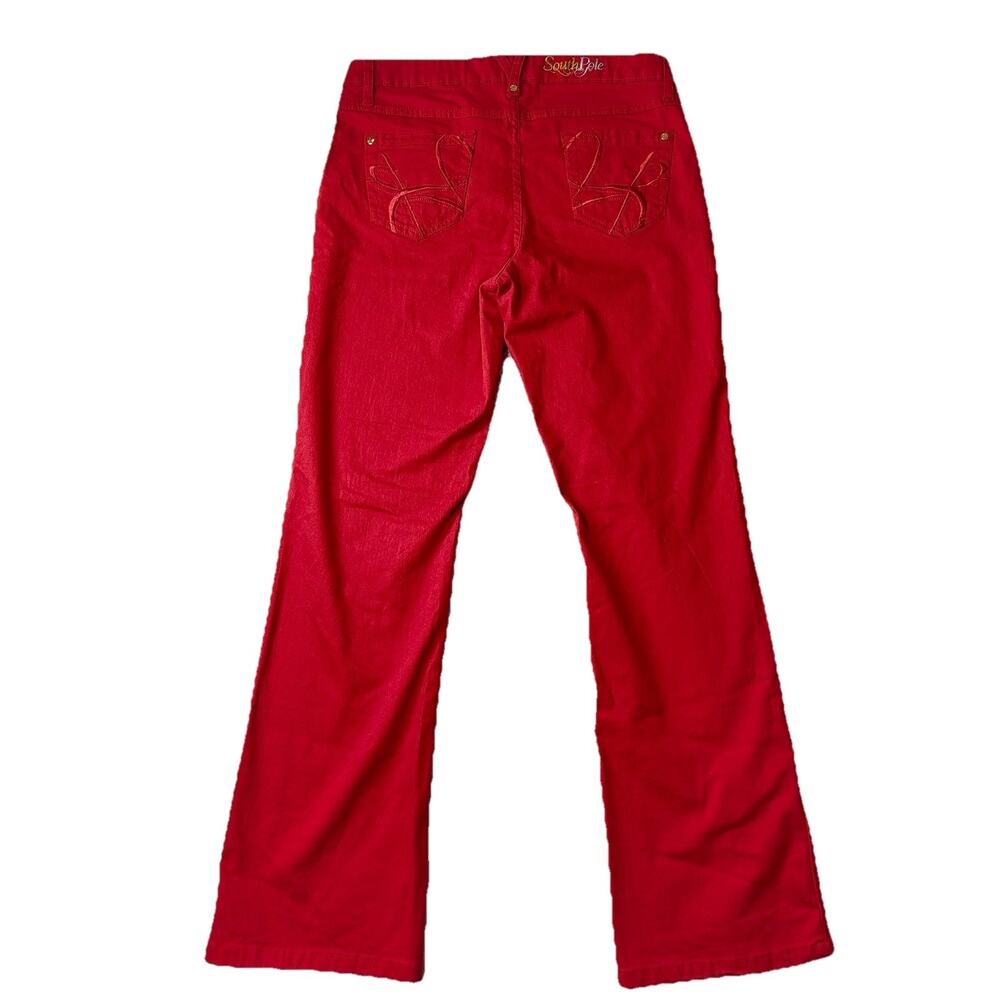 Southpole Y2K Red Bootcut Jeans Size 13 Stretch Embroidered Gold Buttons 2000s